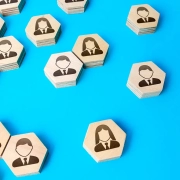 hexagonal figures of business people hiring new employees and recruiting staff